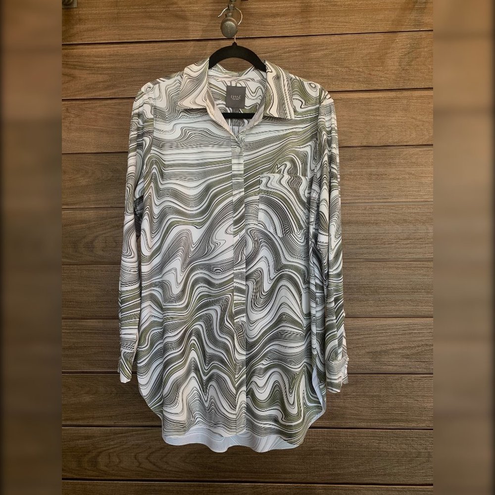 Marble Print blouse green and white